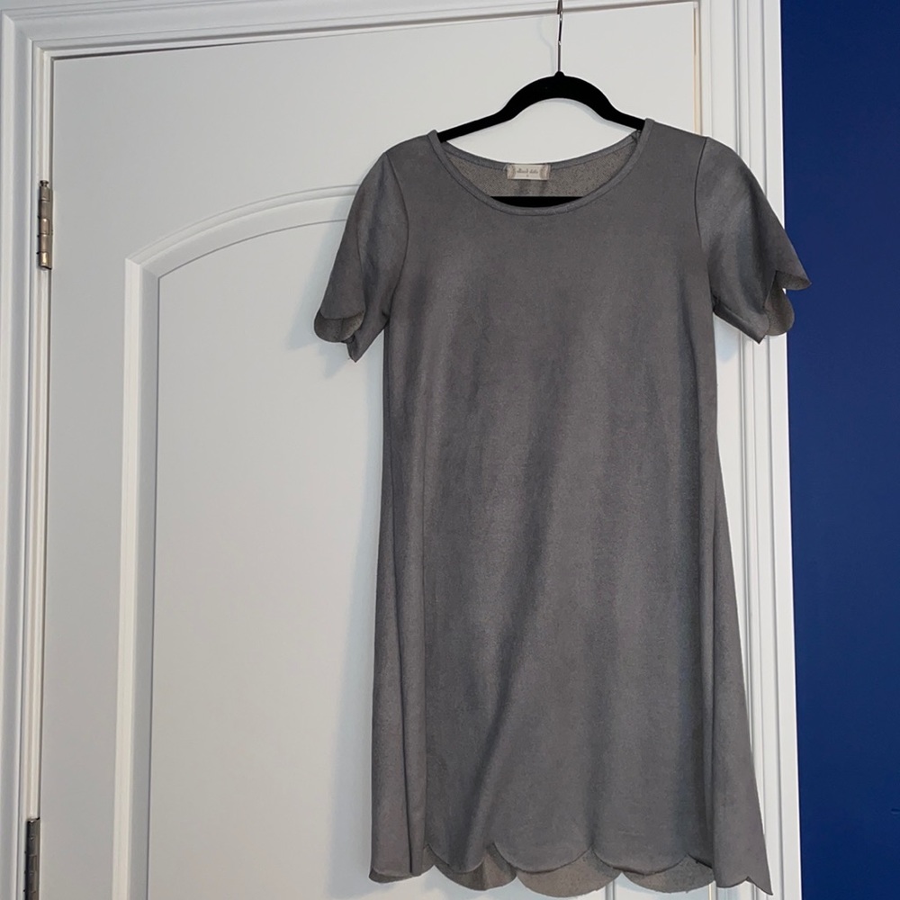 gray suede dress
